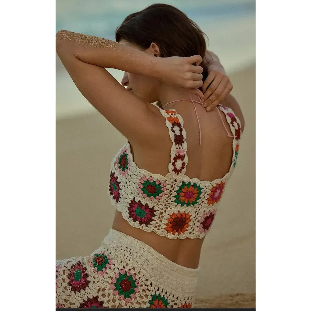 NWT Beach Riot x Anthropologie Crochet Cotton Crop Top - Size Large